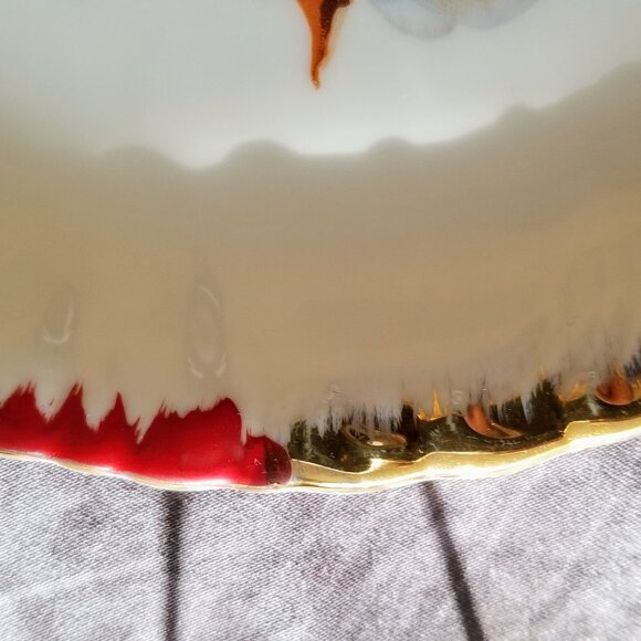 Vintage Gold Castle of Japan Plates Fruit Centers with Red and Gold Scallops - Picture 5 of 10